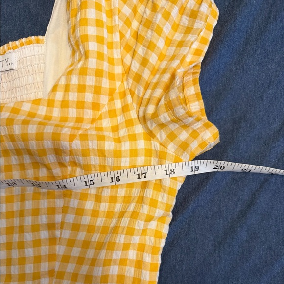 Ivy City Co Briar dress tie sleeves cotton blend yellow gingham - Picture 5 of 5